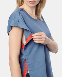 Rückansicht des Damen T-Shirts Ella in Finian Blue