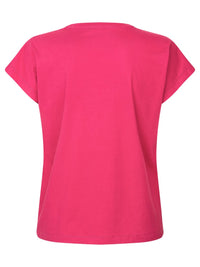 Foto der Rückseite des Damen T-Shirts Lene in der Farbe Fuchsia, einem Pinkton