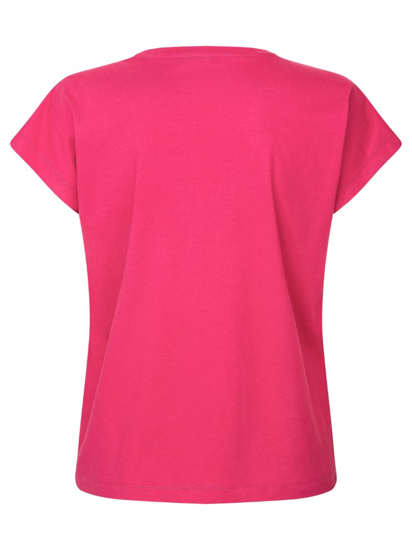 Foto der Rückseite des Damen T-Shirts Lene in der Farbe Fuchsia, einem Pinkton