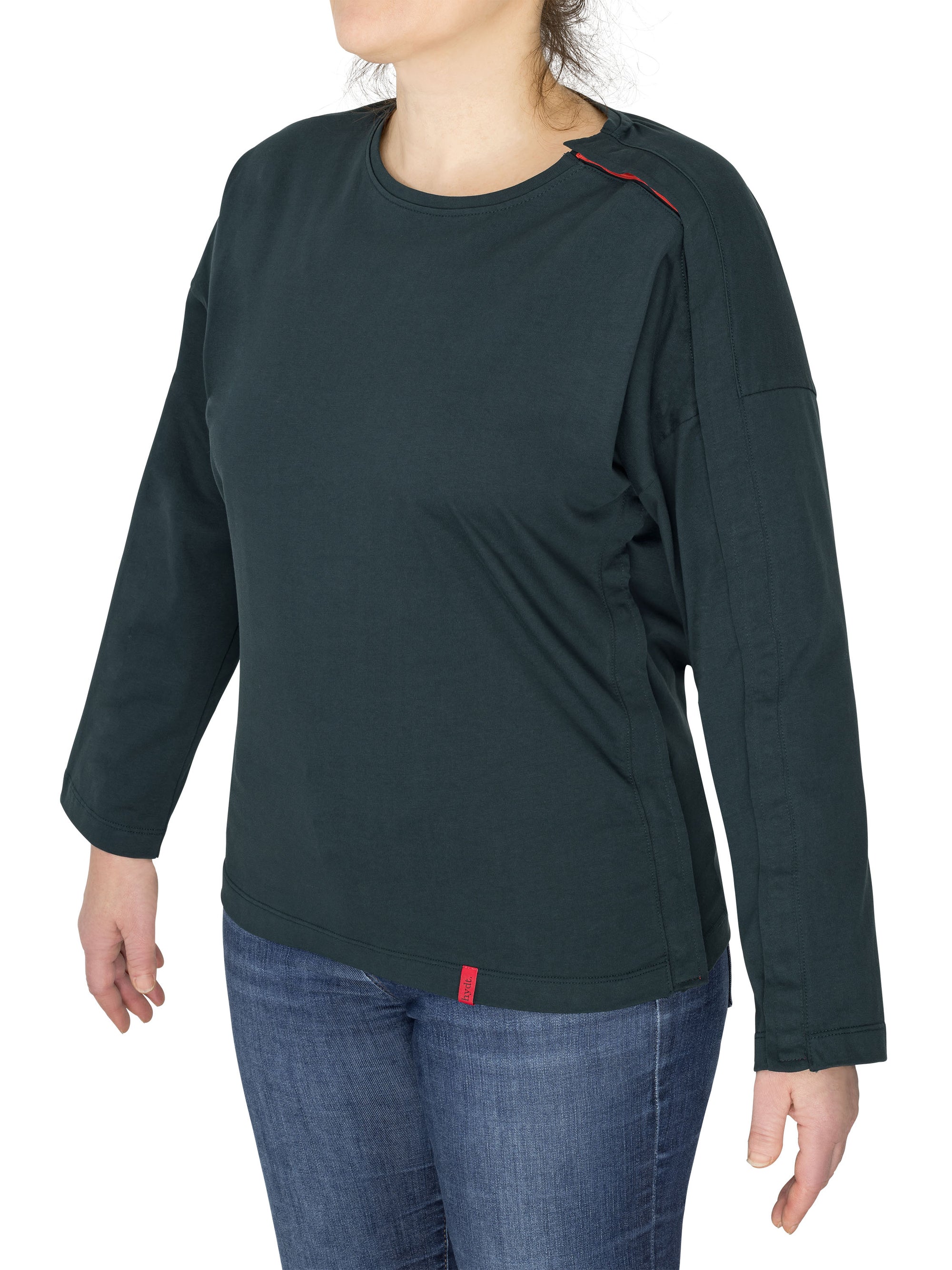 Damen Langarmshirt  mit Schulter- und Seitenöffnung (Pine Green)