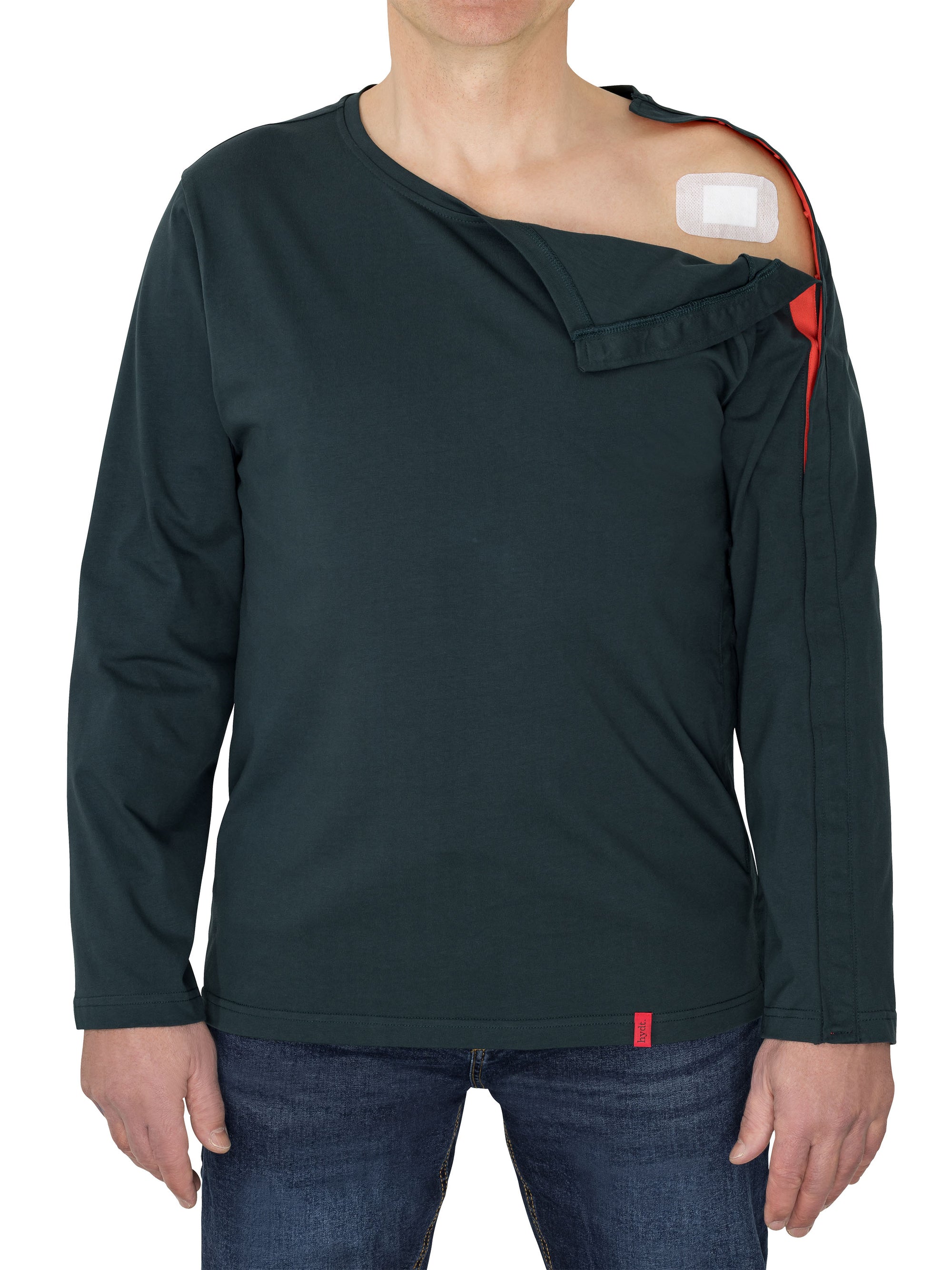 Herren Langarmshirt  mit Schulter- und Seitenöffnung (Pine Green)