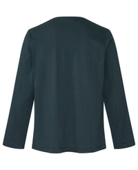 Rückansicht des Herren Reha-Shirts aus Bio-Baumwolle in pine green